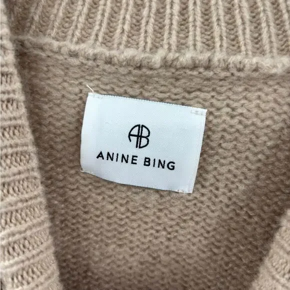 ANINE BING Kendrick Wool/Cashmere Blend University Paris Sweater in Light Camel - Picture 10 of 12